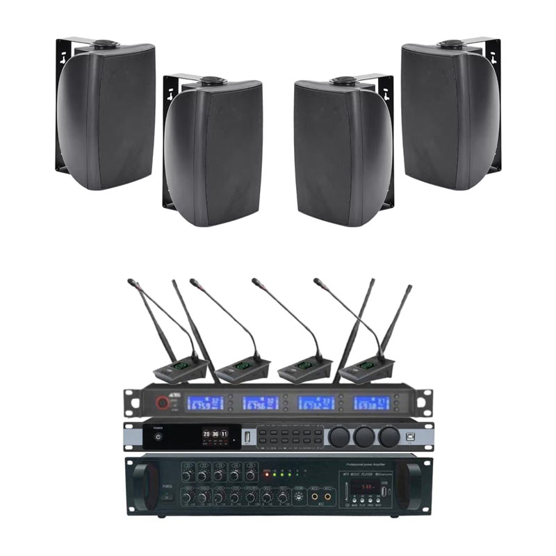 Cấu hình âm thanh phòng họp 4 micro không dây